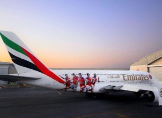 แข้งปืนใหญ่บินสุดหรู ด้วยเครื่อง “แอร์บัส A380”ของเอมิเรตส์
