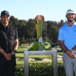 Max Homa and Tiger Woods after the 2021 Genesis Invitational. Credit Getty Images